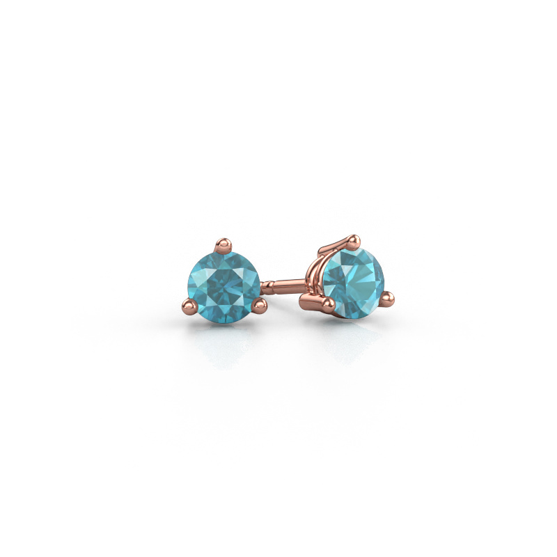 Image of Stud earrings Somer 585 rose gold Blue topaz 4.7 mm
