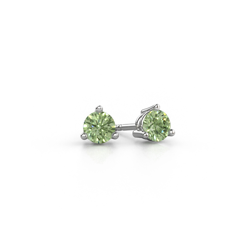 Image de Clous d'oreilles Somer 950 platine Diamants synthétiques vert 4.7 mm