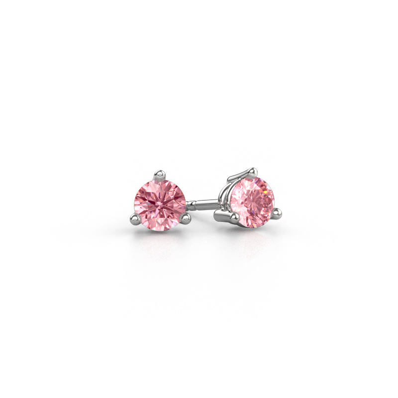 Image of Stud earrings Somer 585 white gold Pink lab grown diamond 4.7 mm