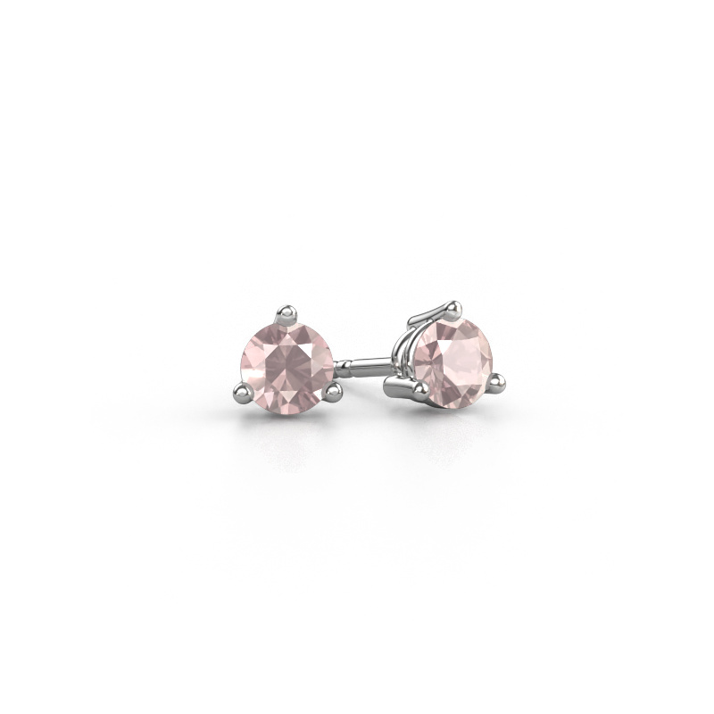Image of Stud earrings Somer 585 white gold Morganite champagne 4.7 mm
