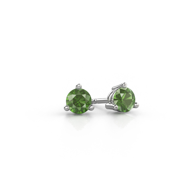 Image of Stud earrings Somer 585 white gold Tourmaline green 4.7 mm