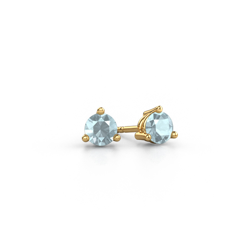 Image of Stud earrings Somer 585 gold Aquamarine 4.7 mm