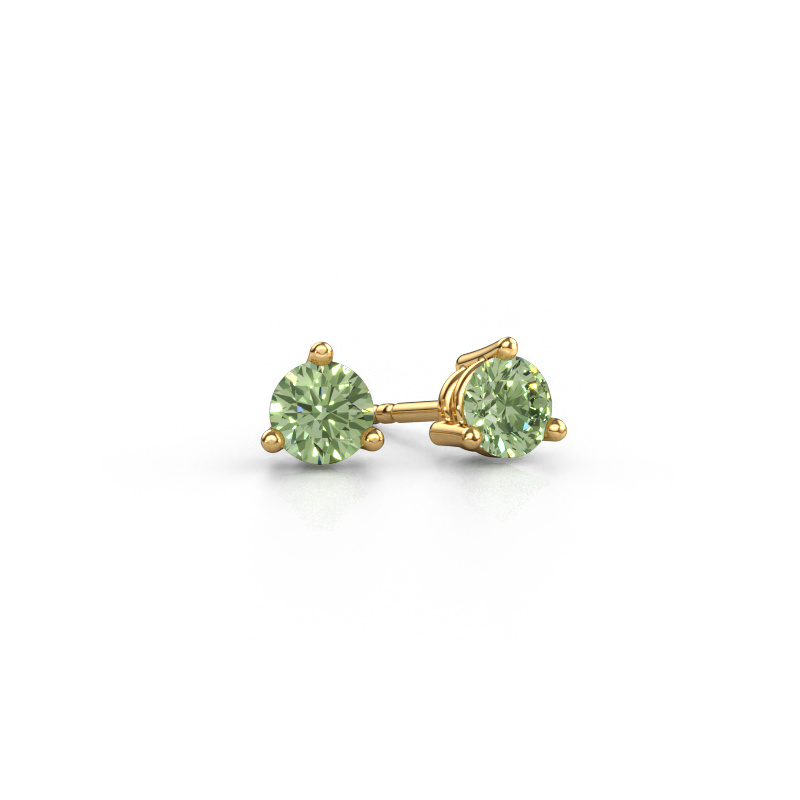 Image de Clous d'oreilles Somer 585 or jaune Diamants synthétiques vert 4.7 mm