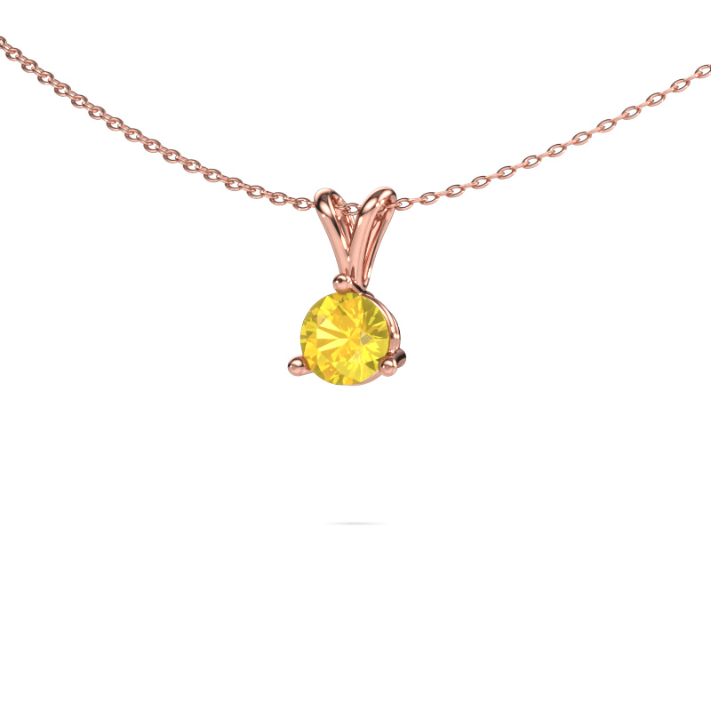 Image de Pendentif Somer 585 or rose Saphir jaune 6 mm