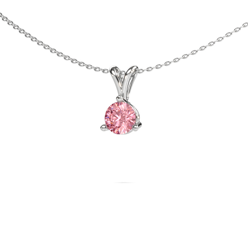Image of Pendant Somer 585 white gold Pink lab grown diamond 6 mm
