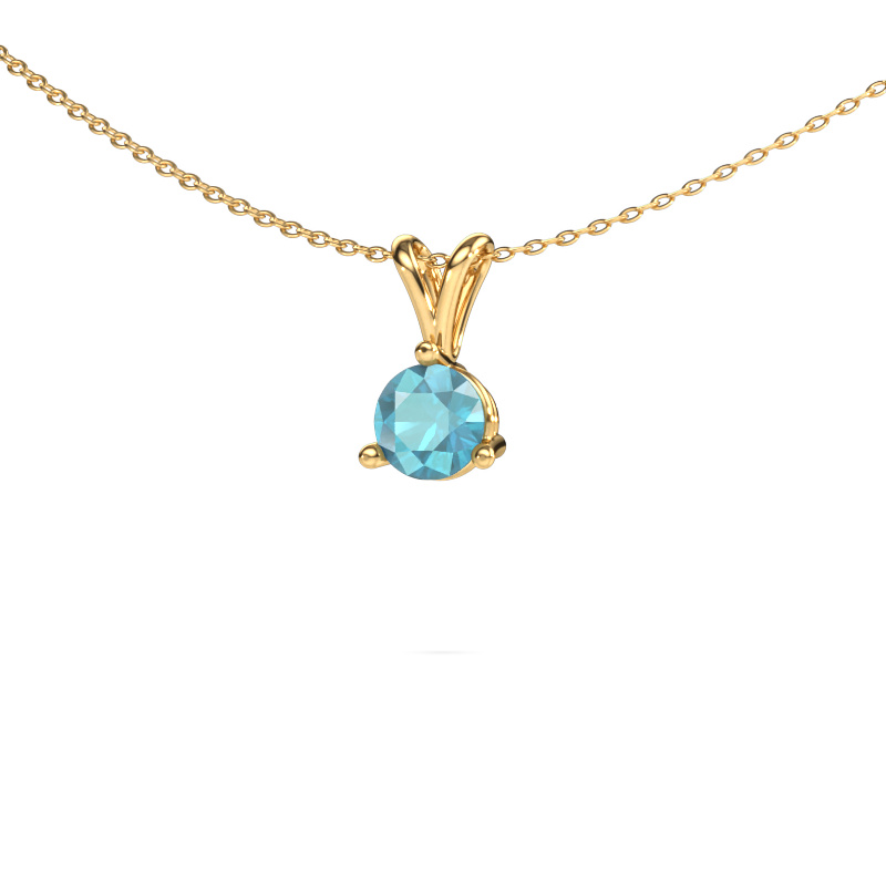 Image de Pendentif Somer 585 or jaune Topaze bleue 6 mm