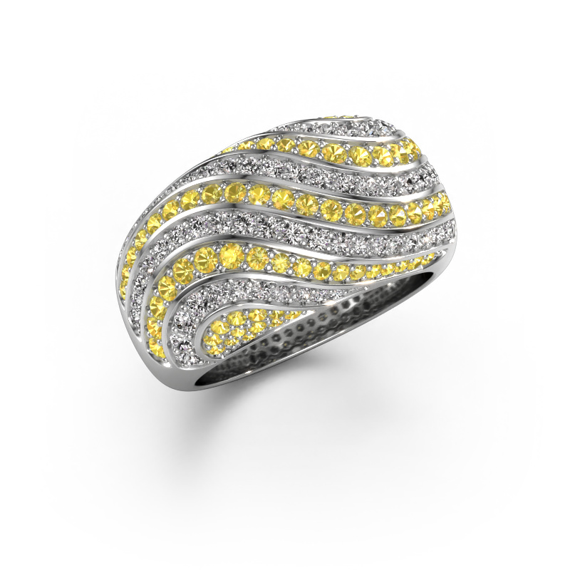 Image of Ring sonia 585 white gold Yellow sapphire 1 mm