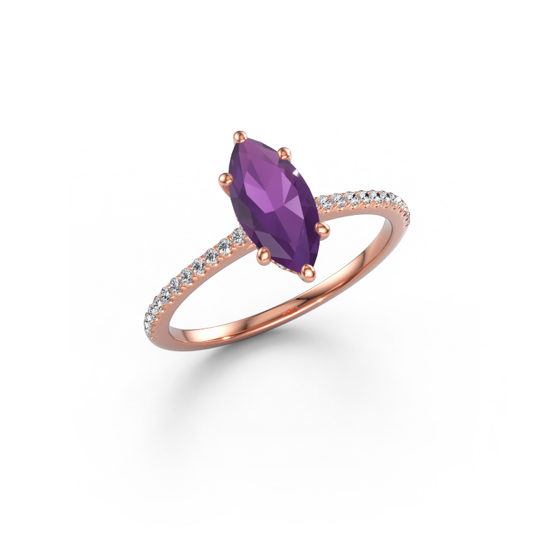 Afbeelding van Verlovingsring Sophie MRQ 585 rosé goud Amethist 10x5 mm