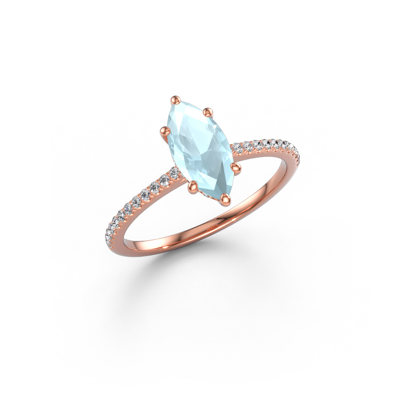 Image de Bague de fiançailles Sophie MRQ 585 or rose Aigue-marine 10x5 mm