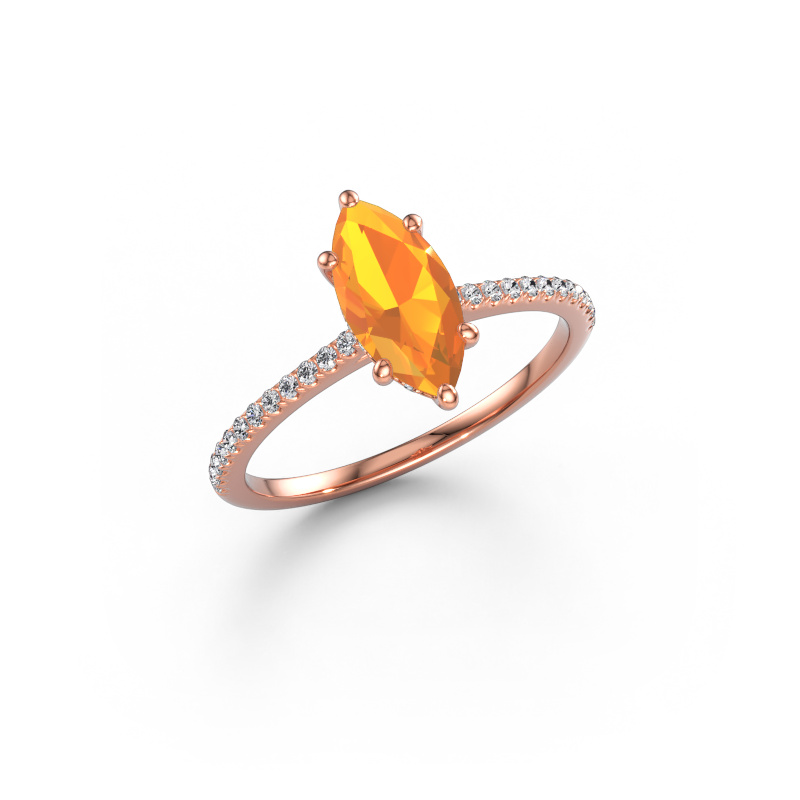 Image of Engagement ring Sophie MRQ 585 rose gold Citrin 10x5 mm