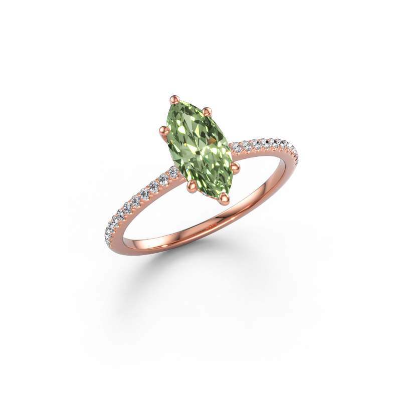 Immagine di Anello di fidanzamento Sophie MRQ 585 oro rosa Diamante lab grown verde 10x5 mm