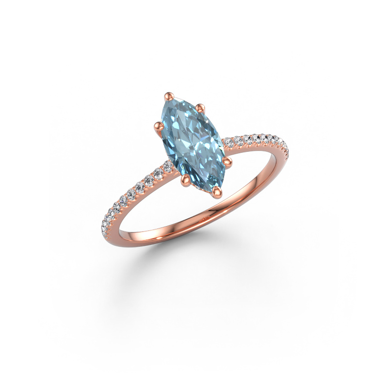 Immagine di Anello di fidanzamento Sophie MRQ 585 oro rosa Diamante lab grown blu 10x5 mm