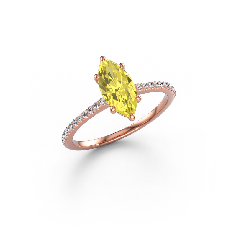 Immagine di Anello di fidanzamento Sophie MRQ 585 oro rosa Diamante lab grown giallo 10x5 mm