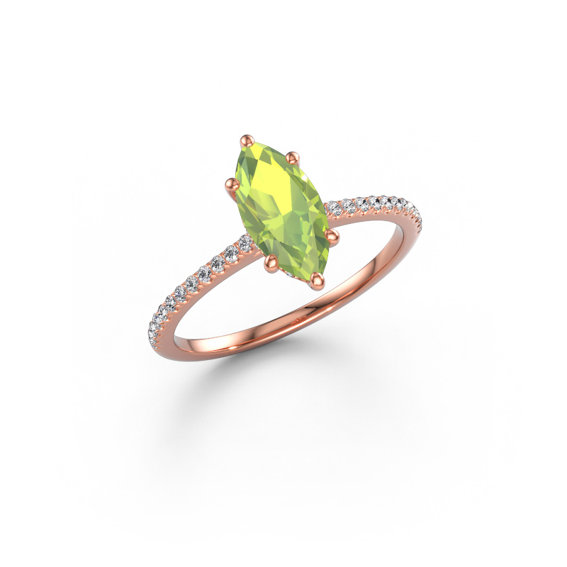 Image of Engagement ring Sophie MRQ 585 rose gold Peridot 10x5 mm