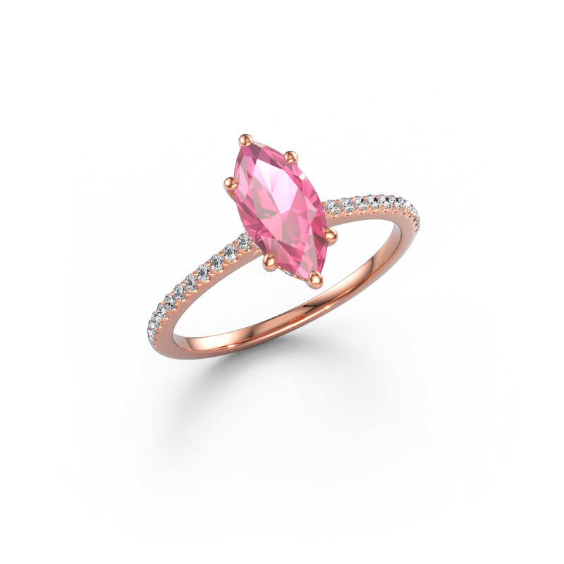Image of Engagement ring Sophie MRQ 585 rose gold Pink sapphire 10x5 mm
