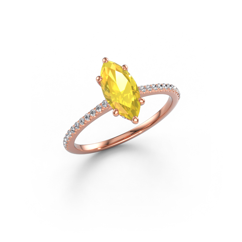 Immagine di Anello di fidanzamento Sophie MRQ 585 oro rosa Zaffiro giallo 10x5 mm