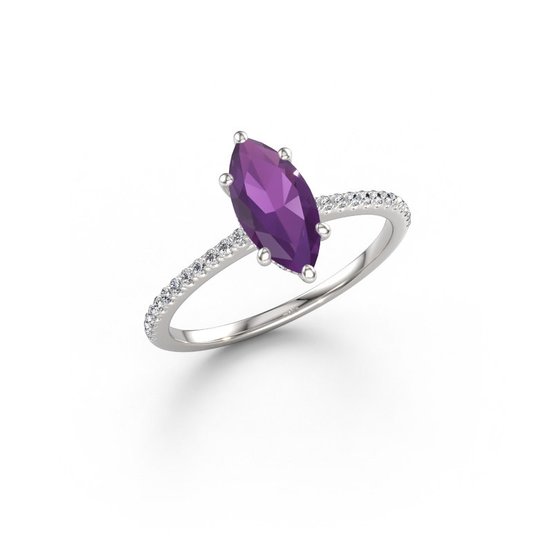 Image of Engagement ring Sophie MRQ 950 platinum Amethyst 10x5 mm