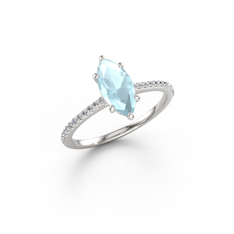 Image of Engagement ring Sophie MRQ 585 white gold Aquamarine 10x5 mm