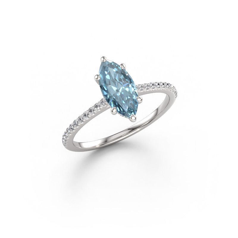 Immagine di Anello di fidanzamento Sophie MRQ 585 oro bianco Diamante lab grown blu 10x5 mm