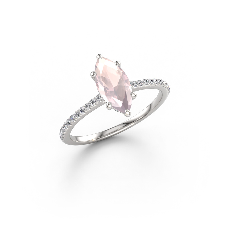 Immagine di Anello di fidanzamento Sophie MRQ 585 oro bianco Morganite champagne 10x5 mm