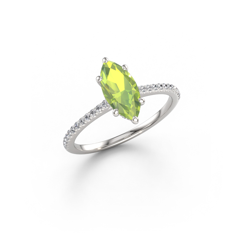 Image of Engagement ring Sophie MRQ 950 platinum Peridot 10x5 mm