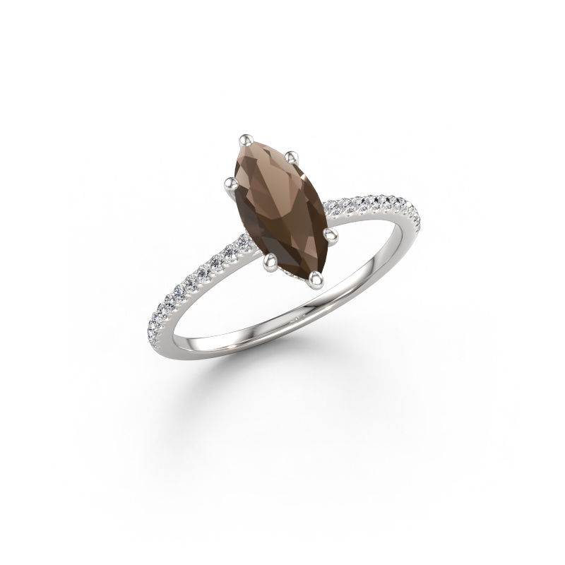 Image of Engagement ring Sophie MRQ 950 platinum Smokey quartz 10x5 mm
