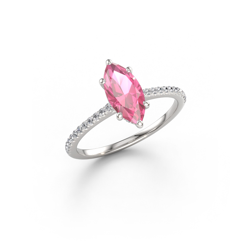Image of Engagement ring Sophie MRQ 950 platinum Pink sapphire 10x5 mm