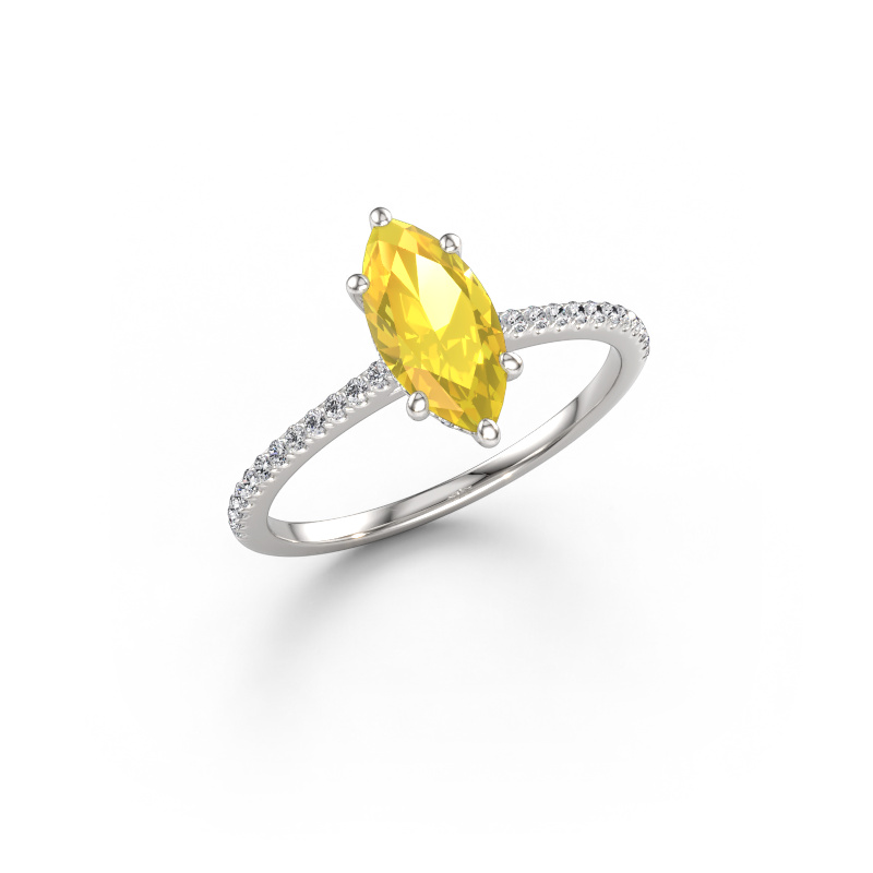 Bild von Verlobungsring Sophie MRQ 950 Platin Gelb Saphir 10x5 mm