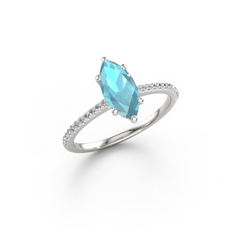 Bild von Verlobungsring Sophie MRQ 950 Platin Blau Topas 10x5 mm
