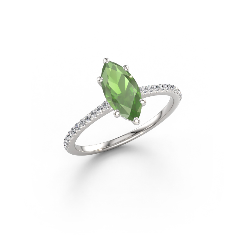 Immagine di Anello di fidanzamento Sophie MRQ 585 oro bianco Tormalina verde 10x5 mm