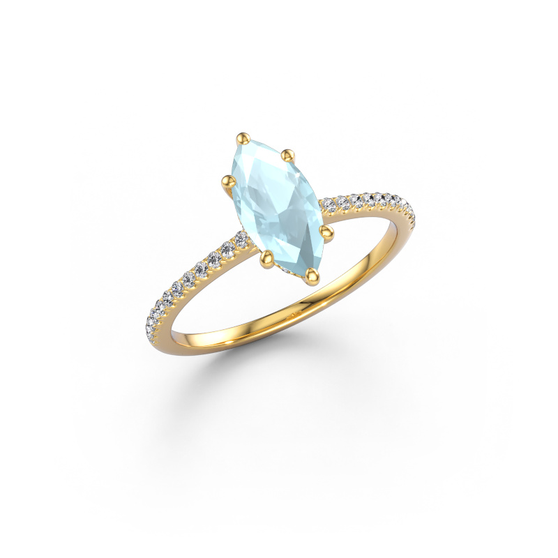 Image of Engagement ring Sophie MRQ 585 gold Aquamarine 10x5 mm