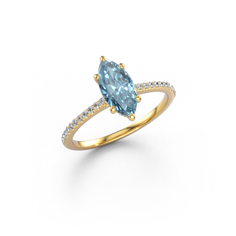 Image of Engagement ring Sophie MRQ 585 gold Blue lab grown diamond 10x5 mm