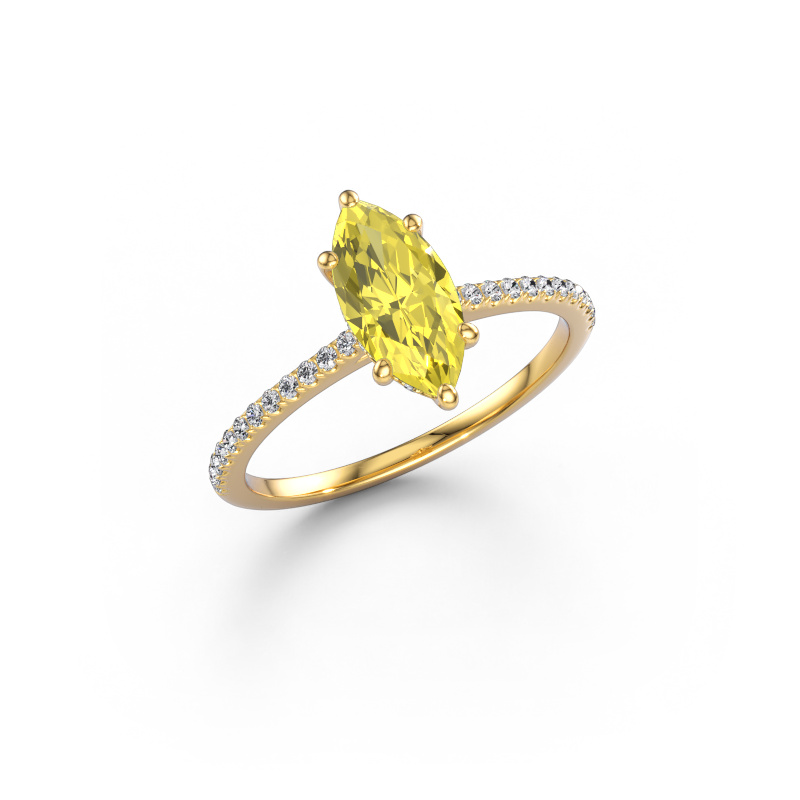 Image of Engagement ring Sophie MRQ 585 gold Yellow lab grown diamond 10x5 mm