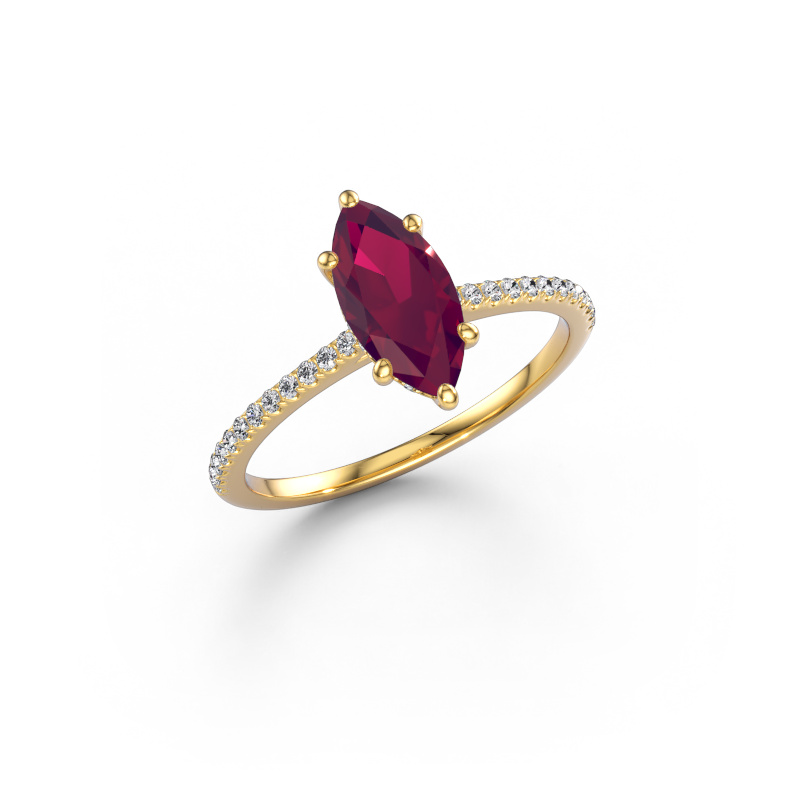 Image of Engagement ring Sophie MRQ 585 gold Rhodolite 10x5 mm