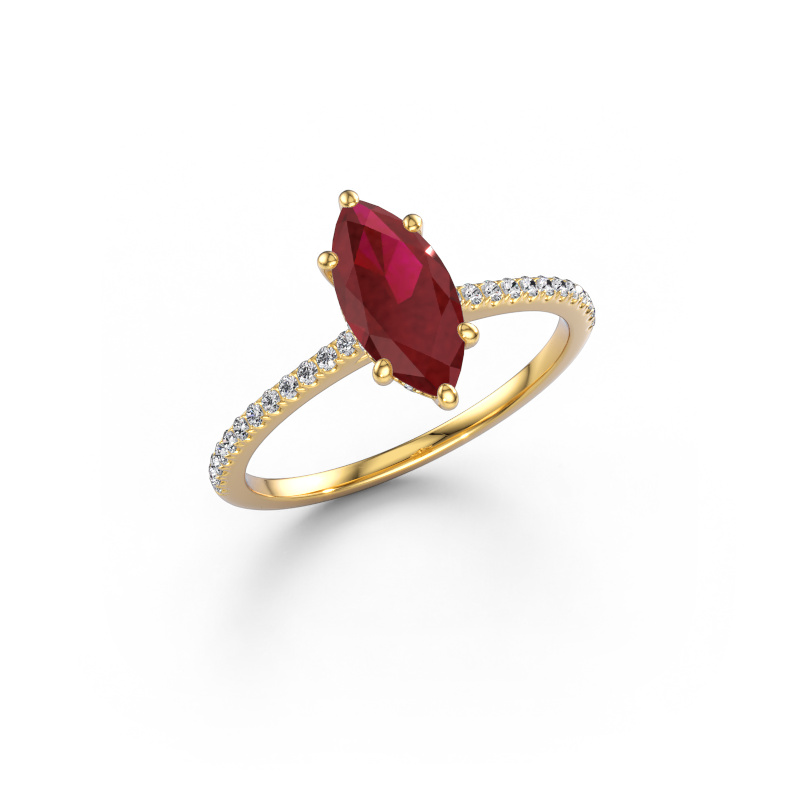 Image of Engagement ring Sophie MRQ 585 gold Ruby 10x5 mm