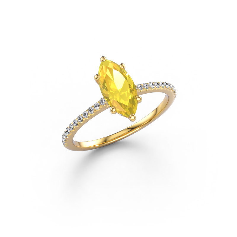 Image of Engagement ring Sophie MRQ 585 gold Yellow sapphire 10x5 mm