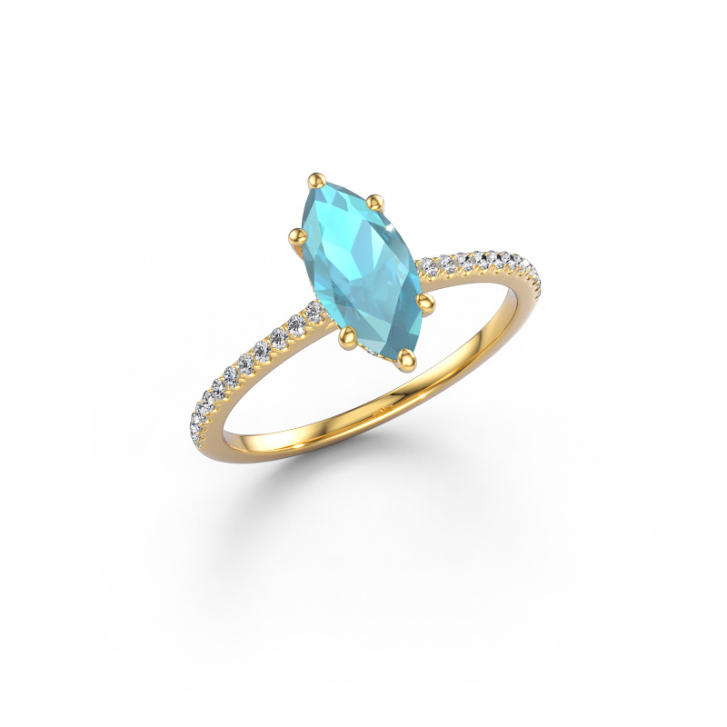 Bild von Verlobungsring Sophie MRQ 585 Gold Blau Topas 10x5 mm