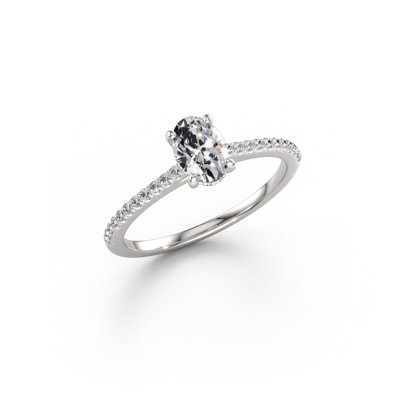 Immagine di Anello di fidanzamento Sophie OVL 585 oro bianco Diamante lab grown 0.797 crt