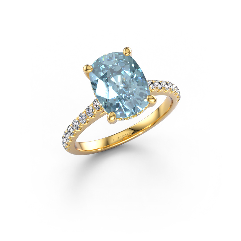 Image of Engagement ring Sophie CSH 585 gold Blue lab grown diamond 8x6 mm