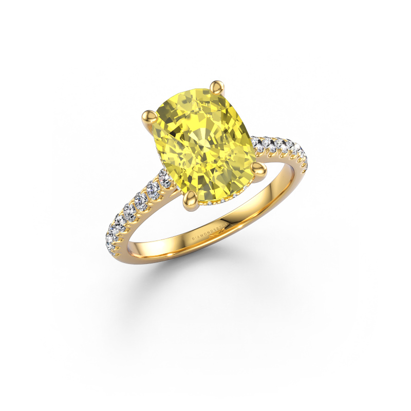 Image of Engagement ring Sophie CSH 585 gold Yellow lab grown diamond 8x6 mm