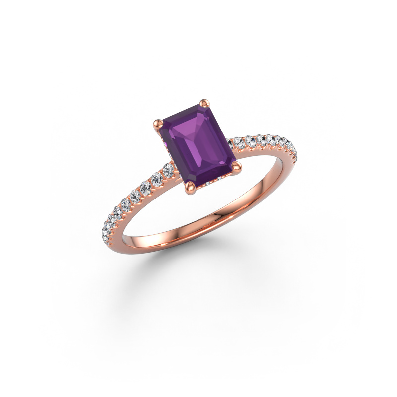Afbeelding van Verlovingsring Sophie EME 585 rosé goud Amethist 7.5x5.5 mm
