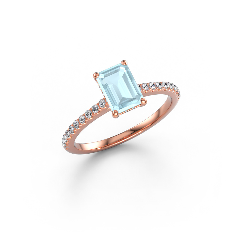 Image de Bague de fiançailles Sophie EME 585 or rose Aigue-marine 7.5x5.5 mm