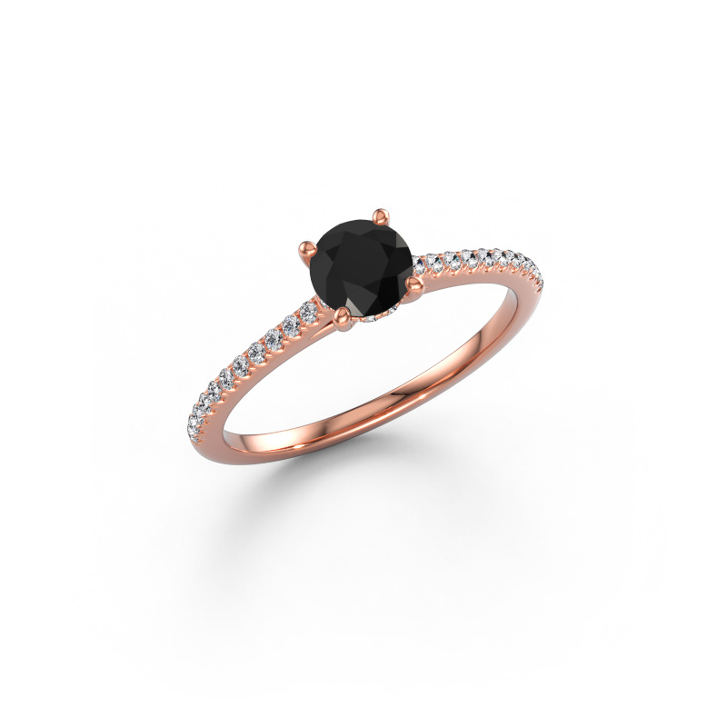 Bild von Verlobungsring Sophie RND 585 Roségold Schwarz Diamant 0.787 crt