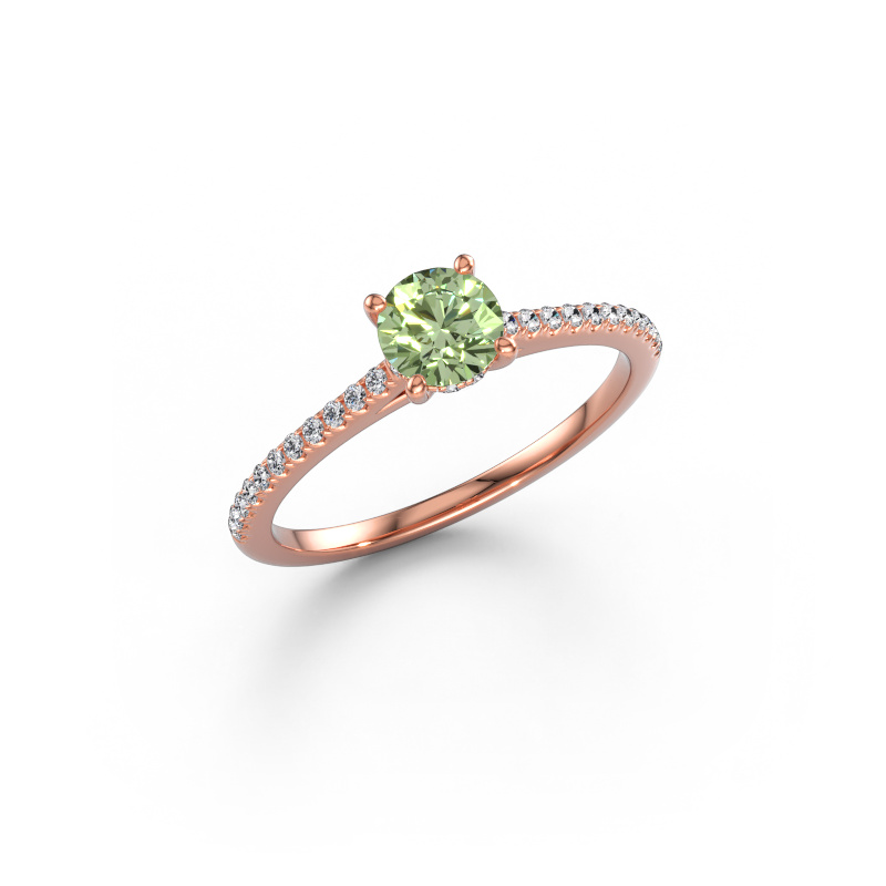Bild av Förlovningsring Sophie RND 585 roséguld Grön labbodlad diamant 5 mm
