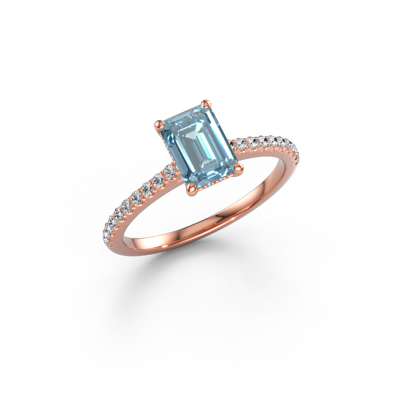 Immagine di Anello di fidanzamento Sophie EME 585 oro rosa Diamante lab grown blu 7.5x5.5 mm