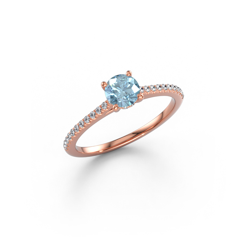 Immagine di Anello di fidanzamento Sophie RND 585 oro rosa Diamante lab grown blu 5 mm
