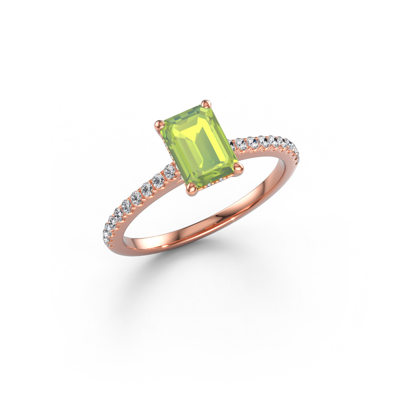 Image of Engagement ring Sophie EME 585 rose gold Peridot 7.5x5.5 mm