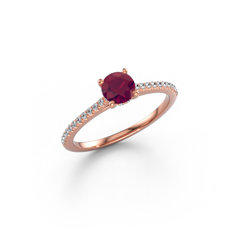 Bild von Verlobungsring Sophie RND 585 Roségold Rhodolit 5 mm