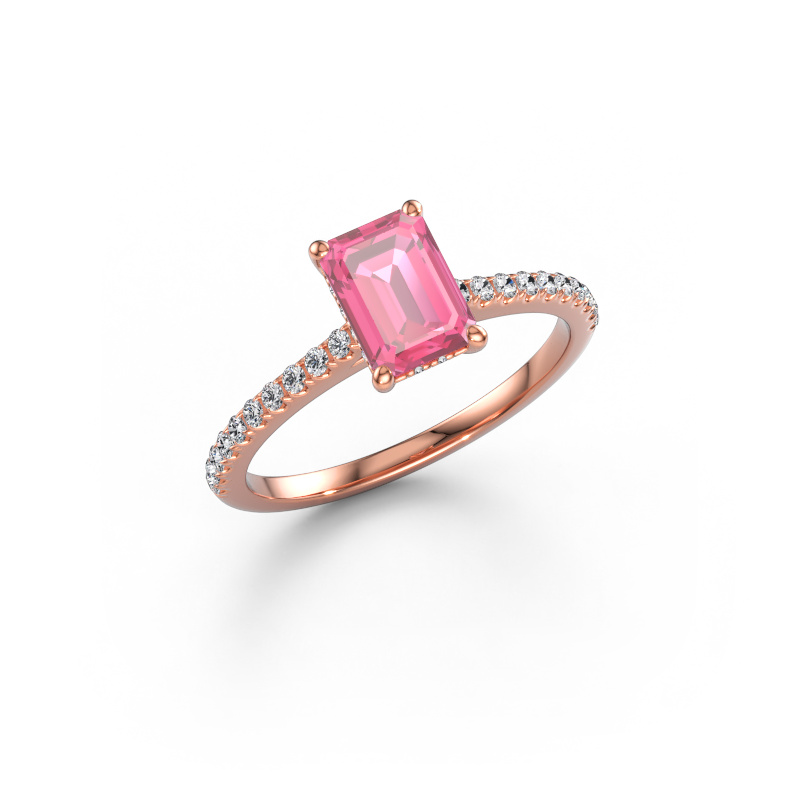 Image of Engagement ring Sophie EME 585 rose gold Pink sapphire 7.5x5.5 mm