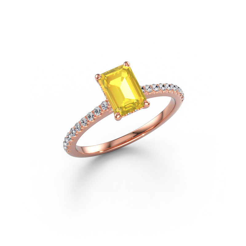 Immagine di Anello di fidanzamento Sophie EME 585 oro rosa Zaffiro giallo 7.5x5.5 mm